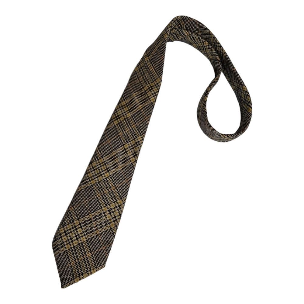 LOCHCARRON Green/Beige Tartan LUXURY Wool Tie ENGLAND